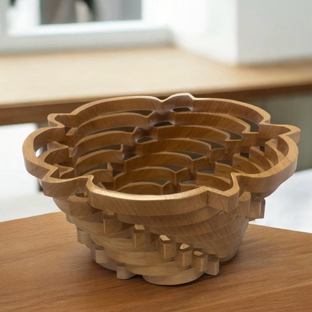 Wooden Geometric Bowl